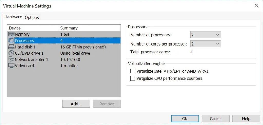 Steps to Configure CPU Settings in VMware Workstation