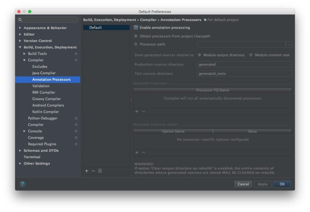Enable Annotation Processing in IntelliJ