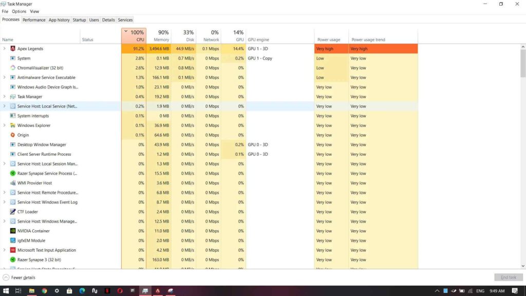 Apex Legends high CPU Usage