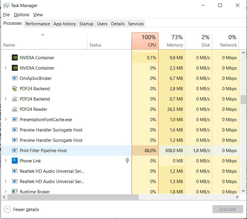 Print filter Pipeline host high memory usage