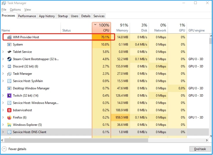 WMI Provider Host high CPU Windows 11