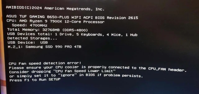 CPU fan speed detection error ignore